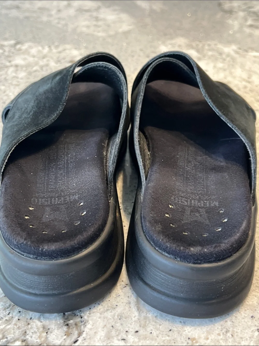 Mephisto Black Suede Slide Sandals